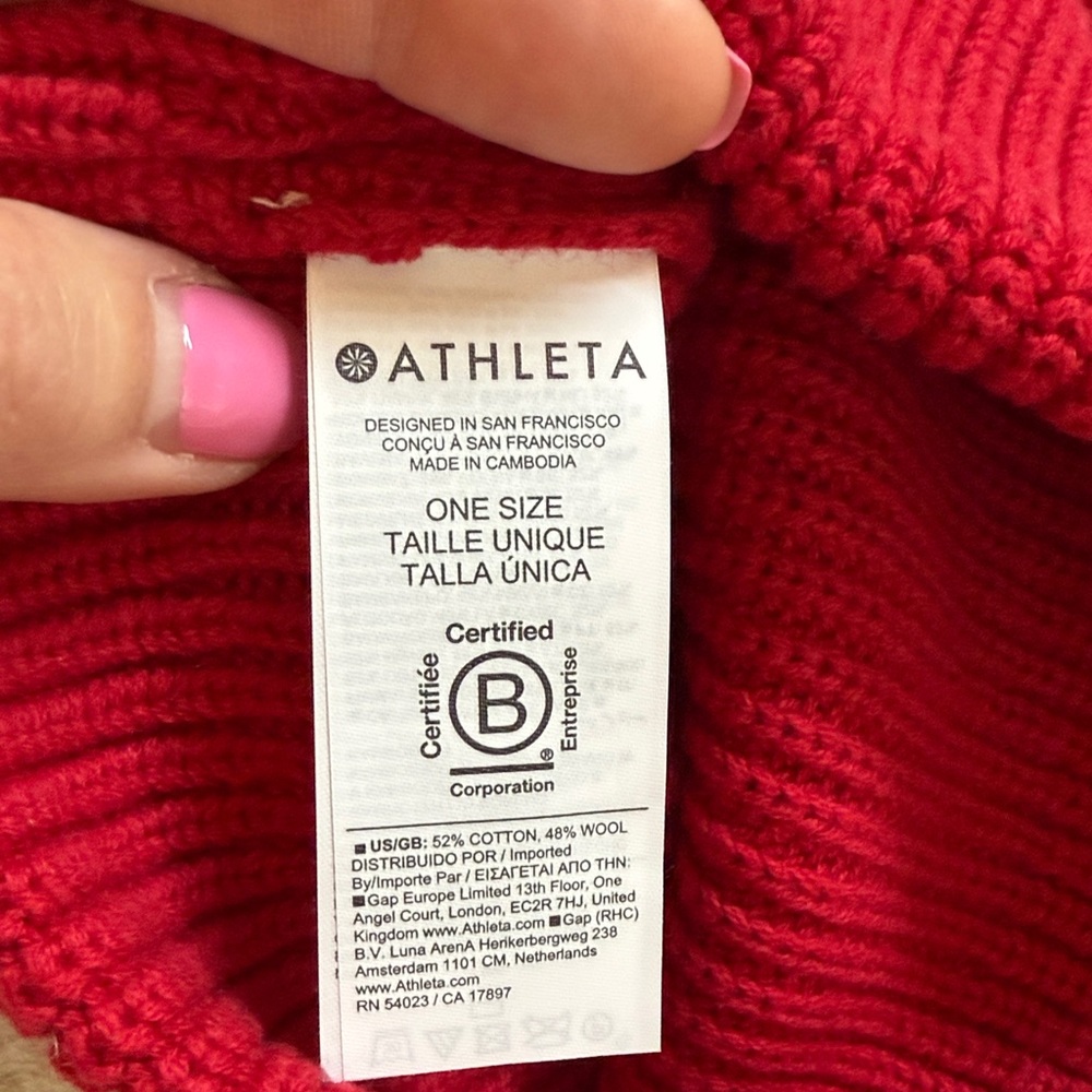 Athleta Red Knit Beanie - Picture 2 of 4